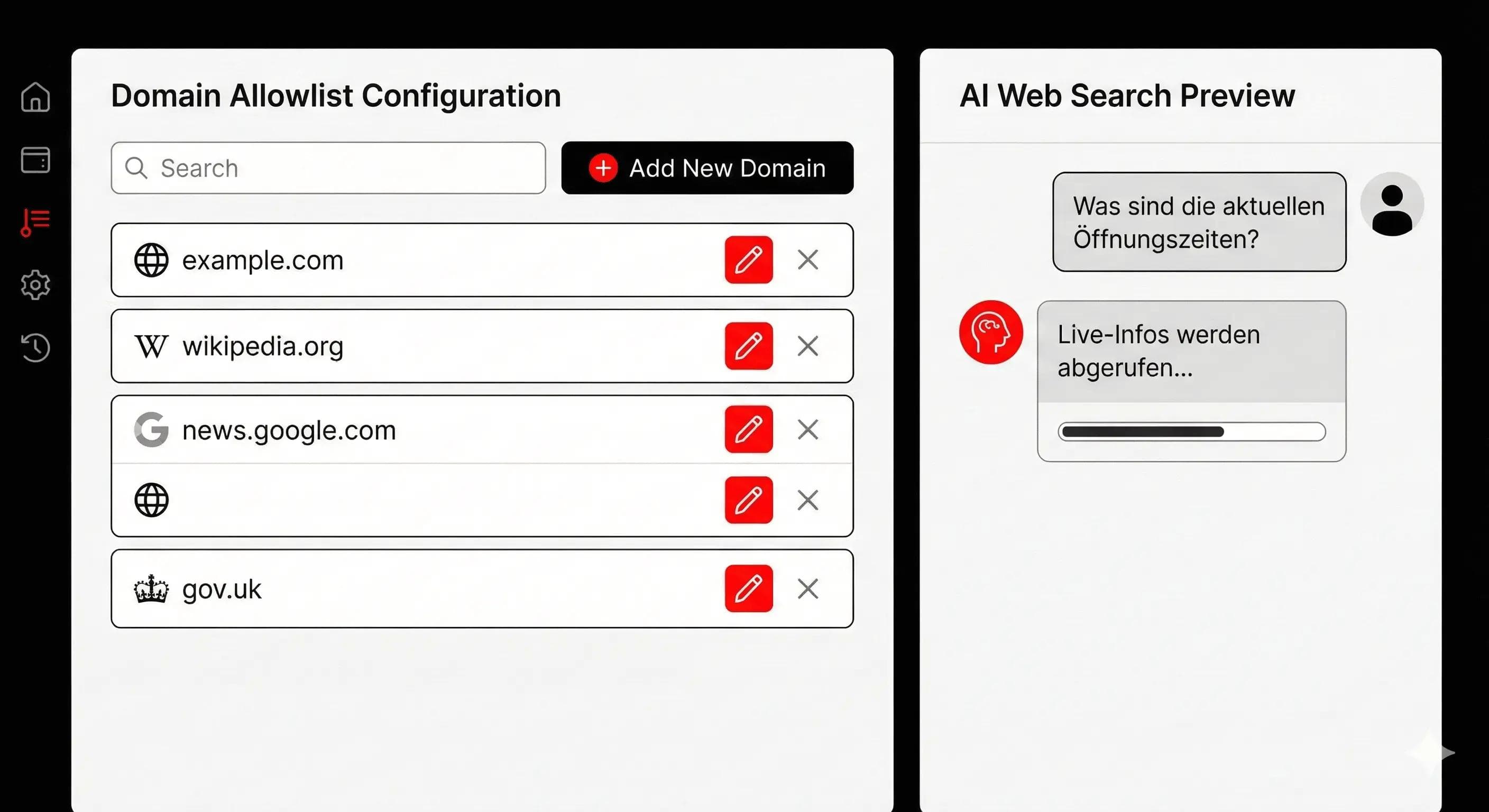 Websuche mit Allowlist-Konfiguration